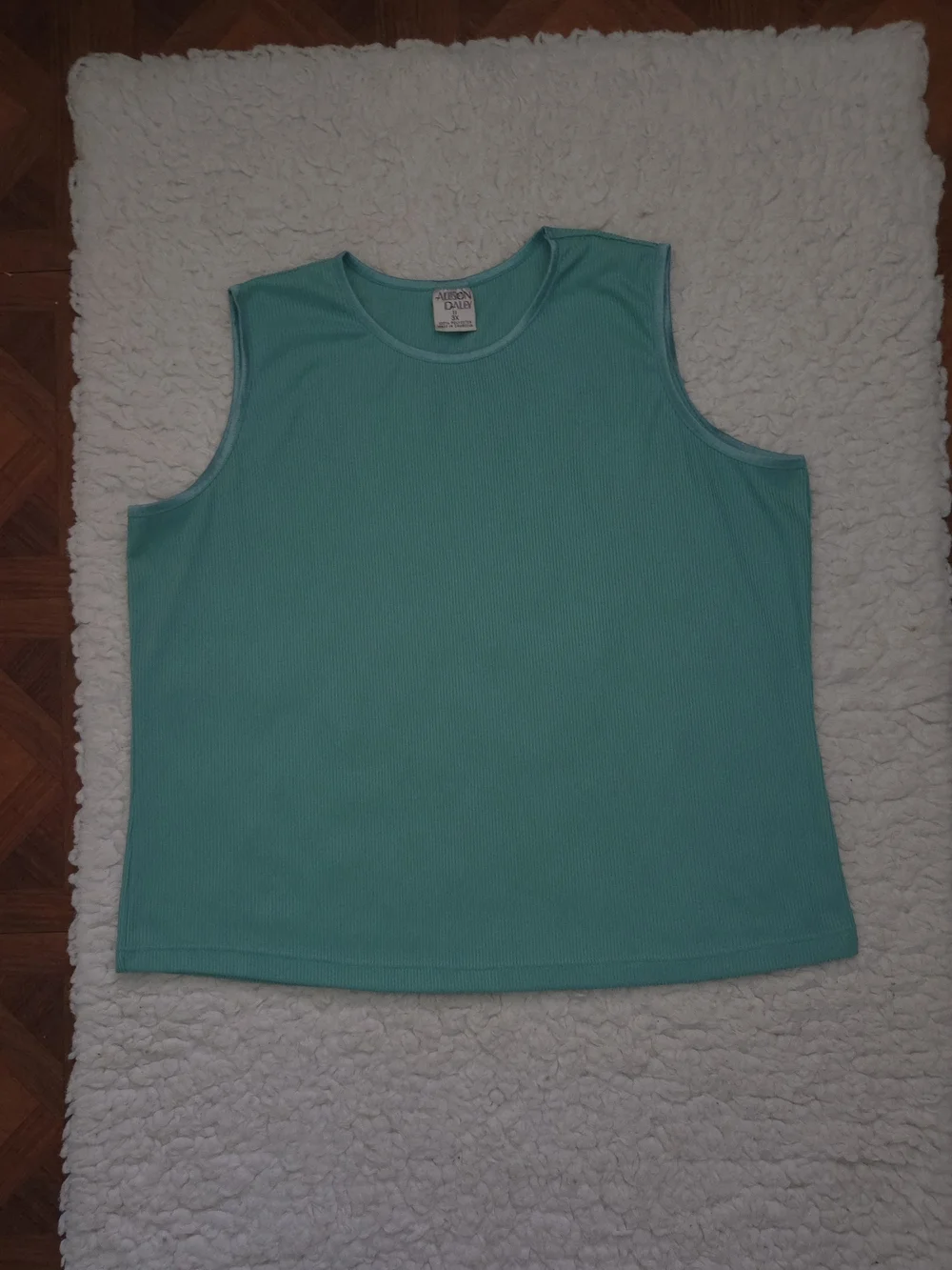 Allison Daley Teal Green Ribbed Sleeveless Tank Top